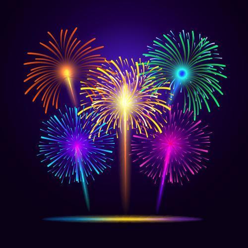 5 Color Variants of Fireworks vector