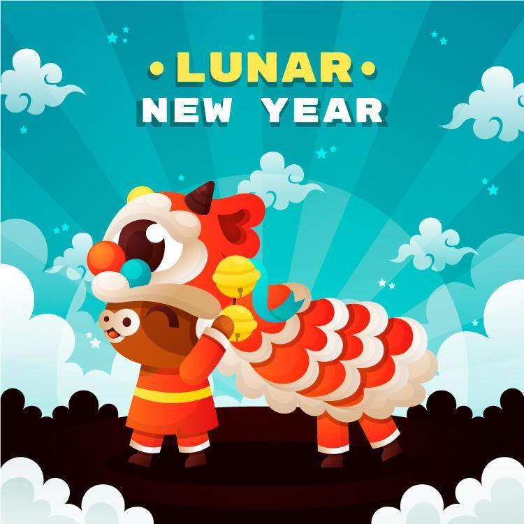 Cute Ox Celebrating Lunar New Year vector