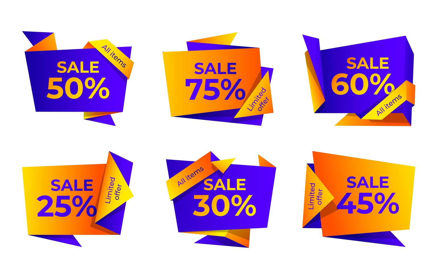 Sale label collection with vibrance colours vector