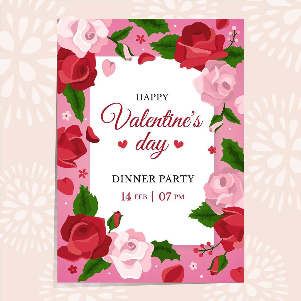 Rose Dinner Party Invitation vector