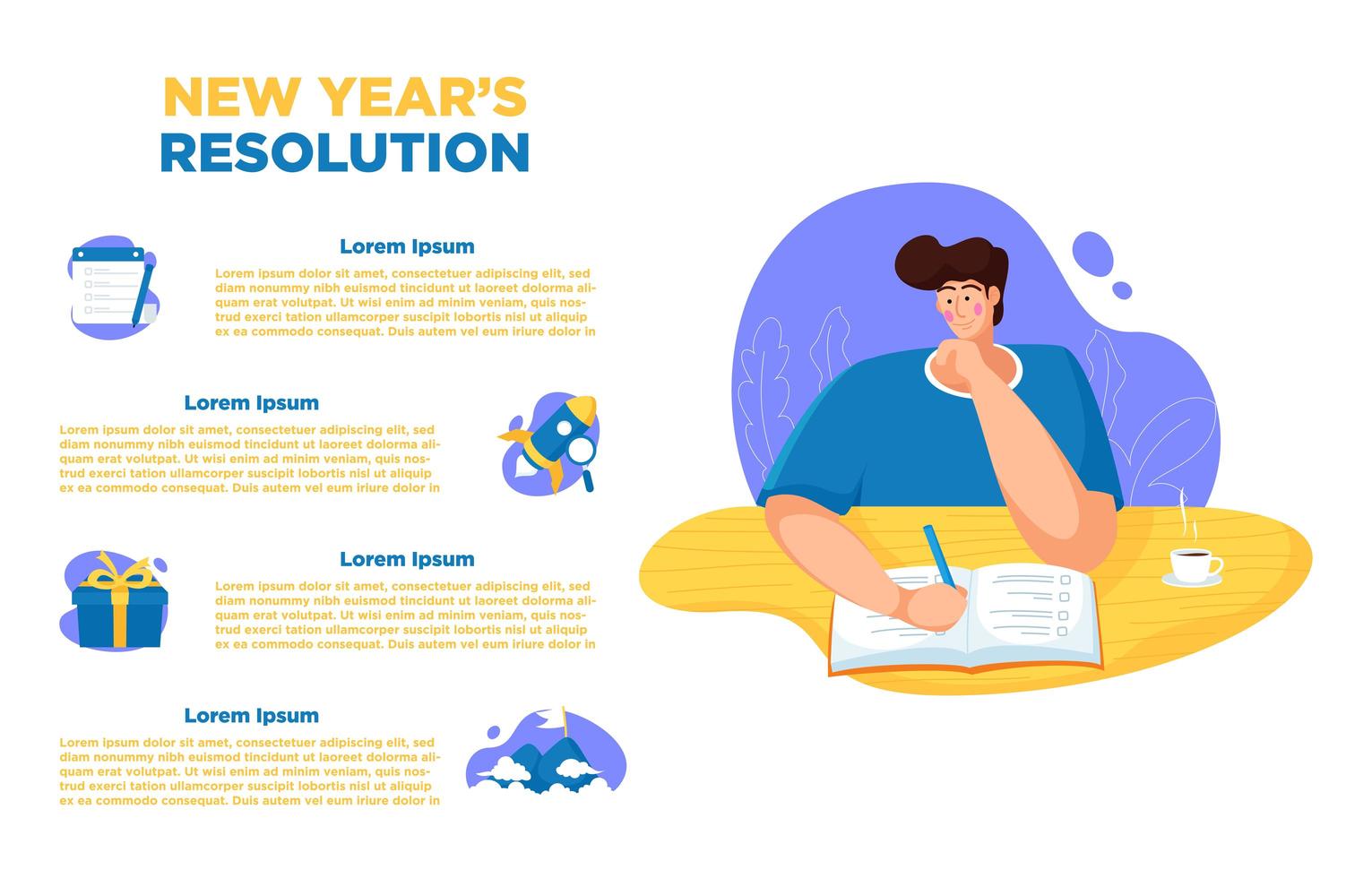 Ilustración de concepto de resolución de año nuevo vector