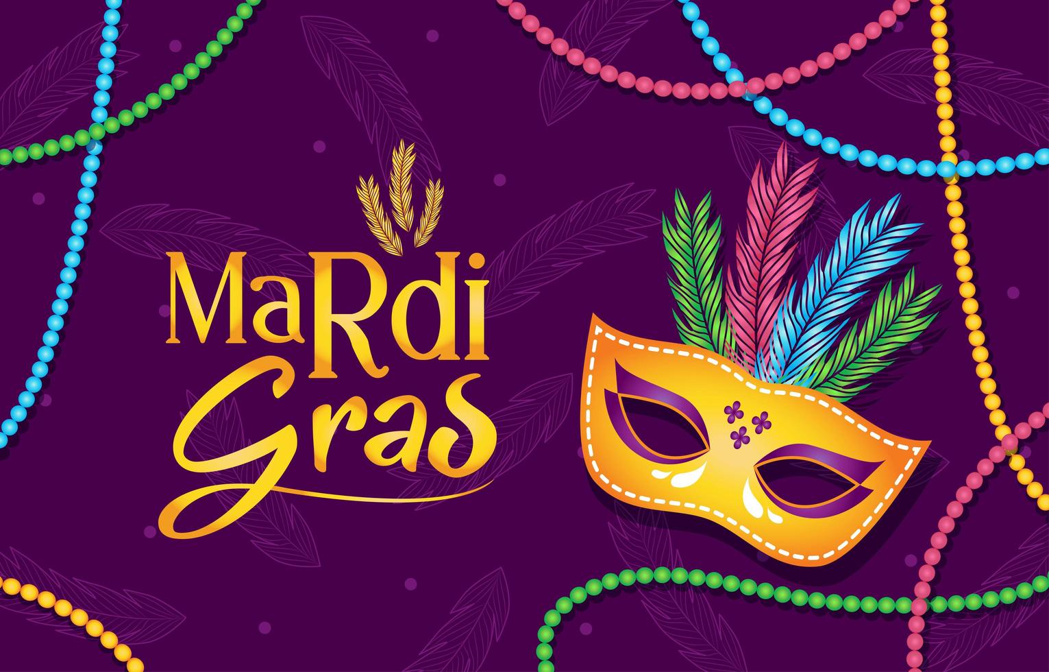 Mardi Gras Mask and Beads vector