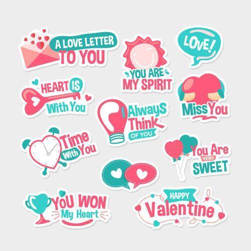 colección de pegatinas del día de san valentín vector