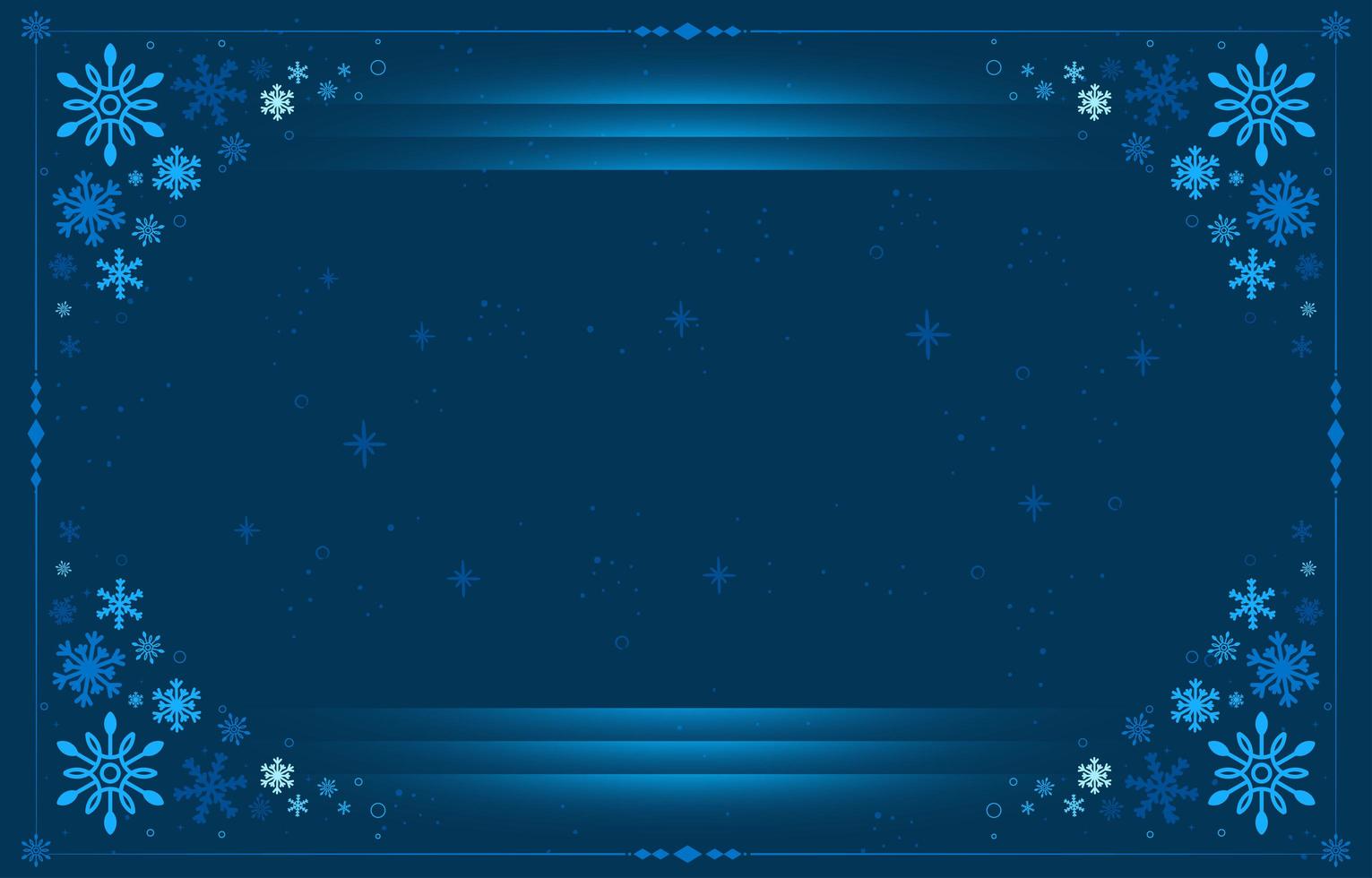Elegant Line Blue Snowflakes Frame Background vector