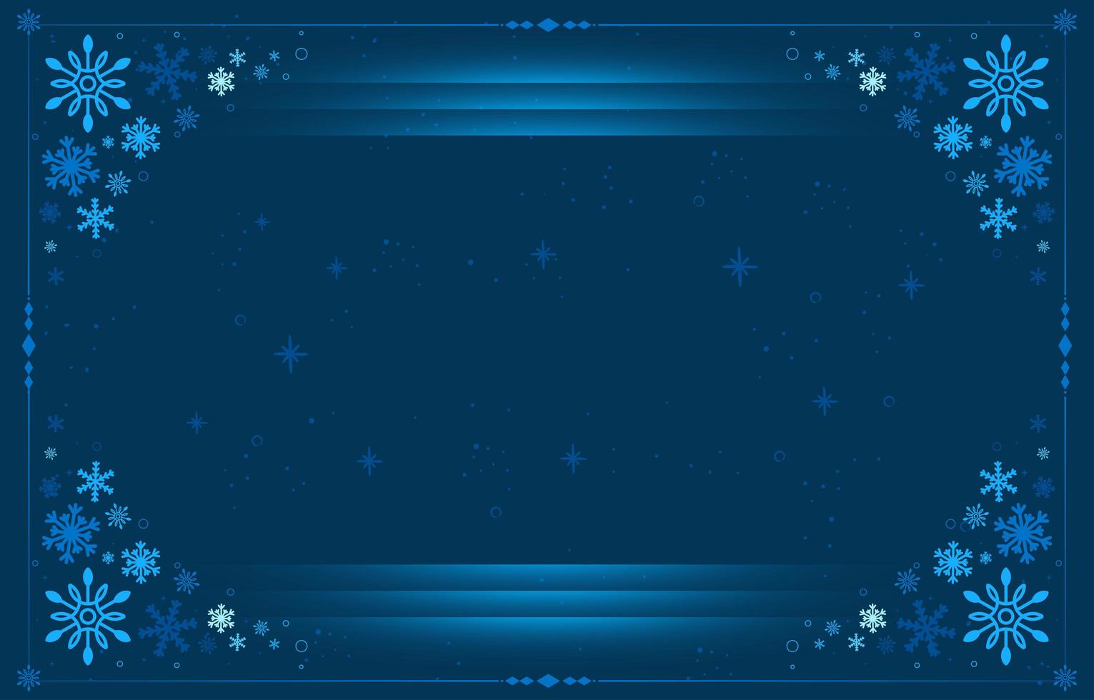 fondo de marco de copos de nieve azul línea elegante vector