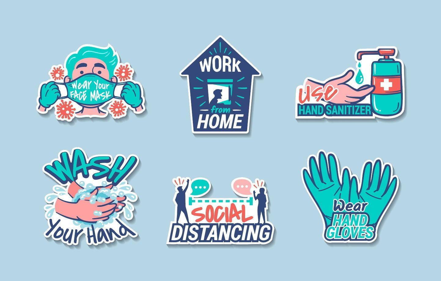 New Normal Protocol in Everyday Life Stickers vector