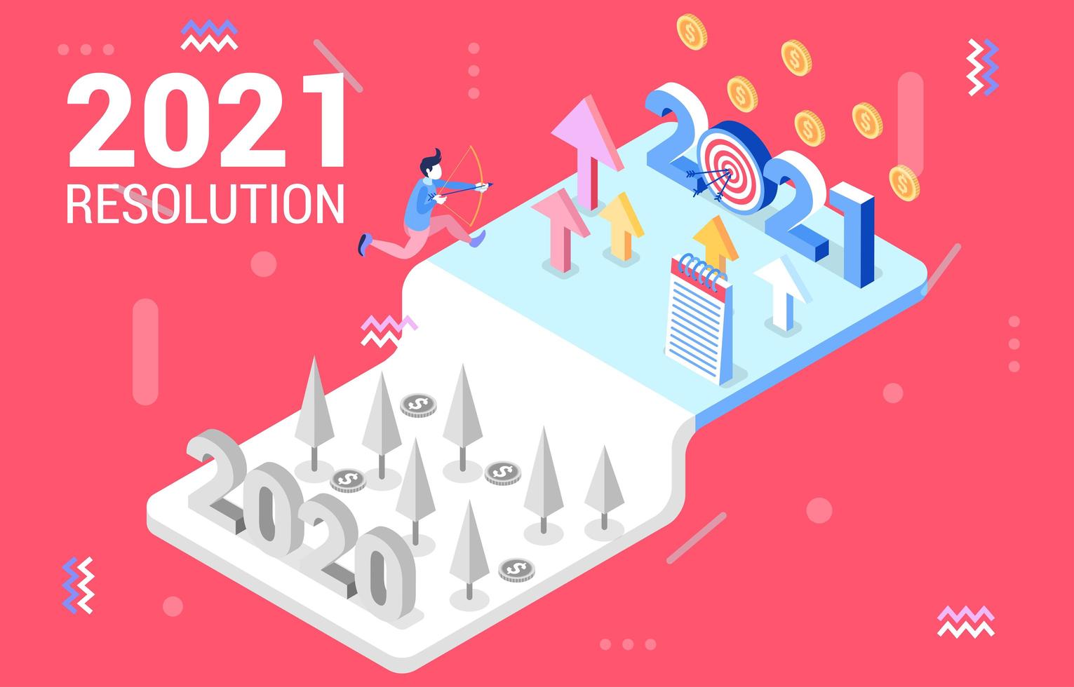 Isometric Illustration of New Year Resolution vector