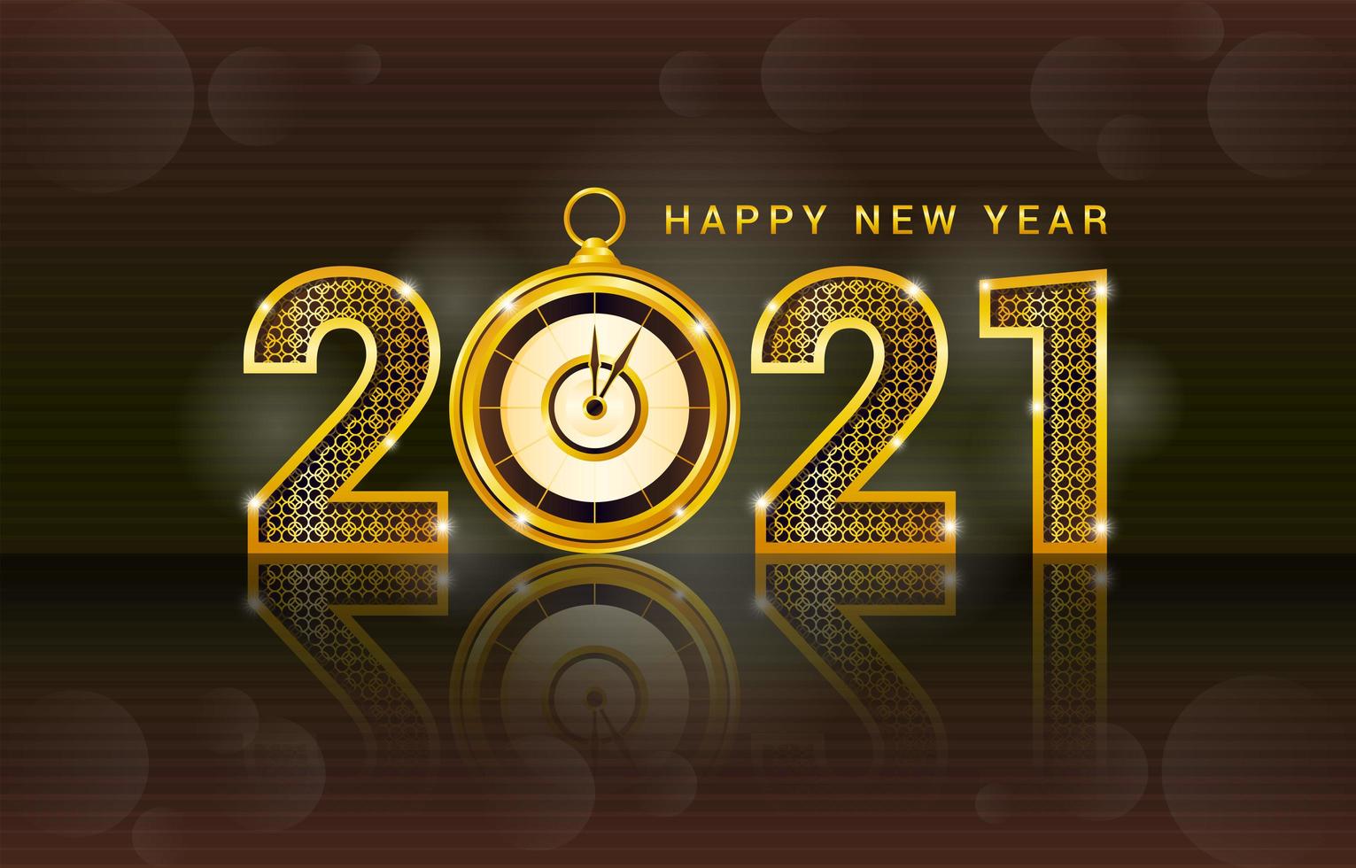 Sparkle Gold Clock 2021 New Year vector