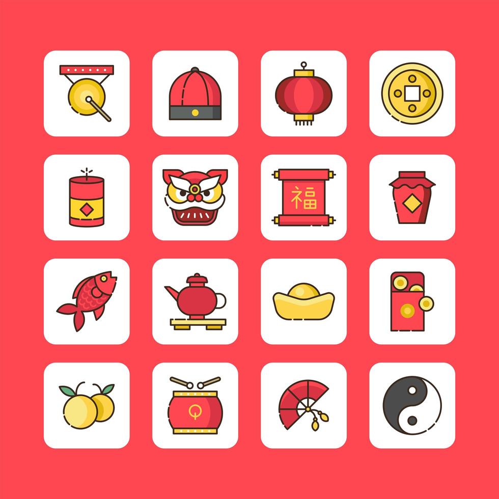 Cute Chinese New Year Icons vector
