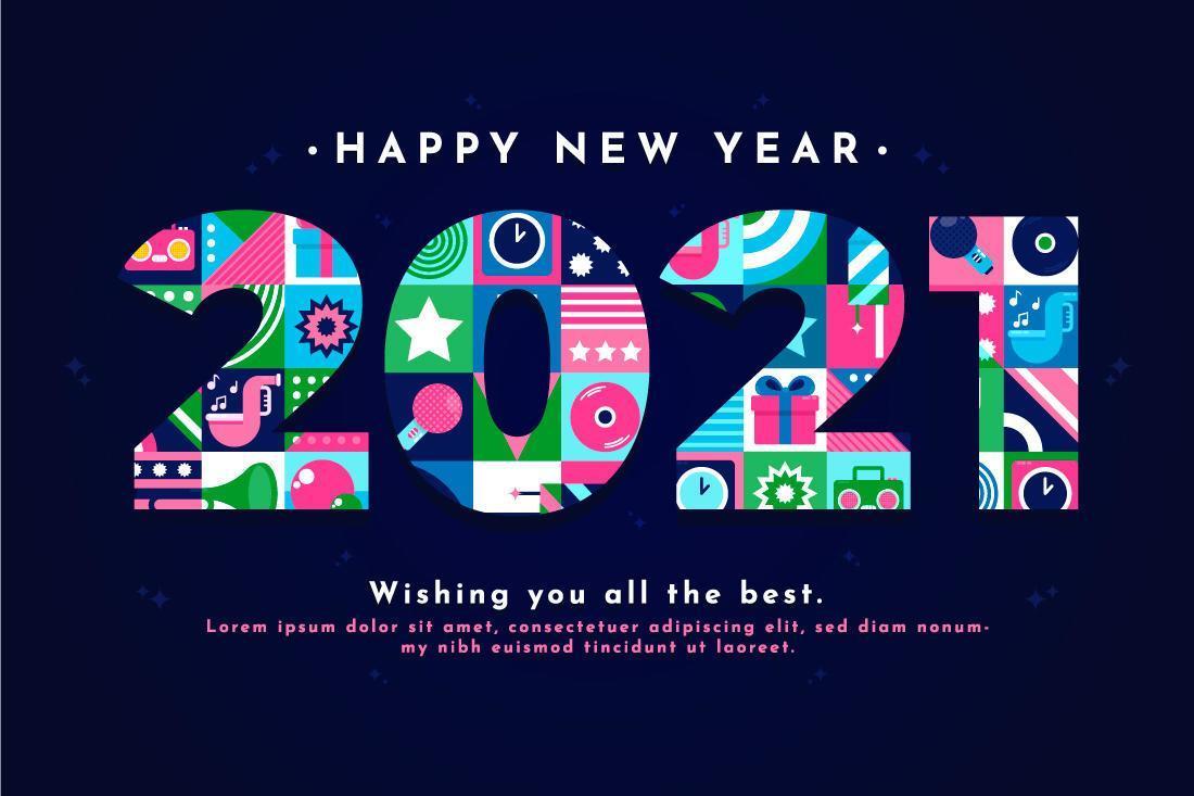 2021 New Year Greeting with Decorative Elements vector