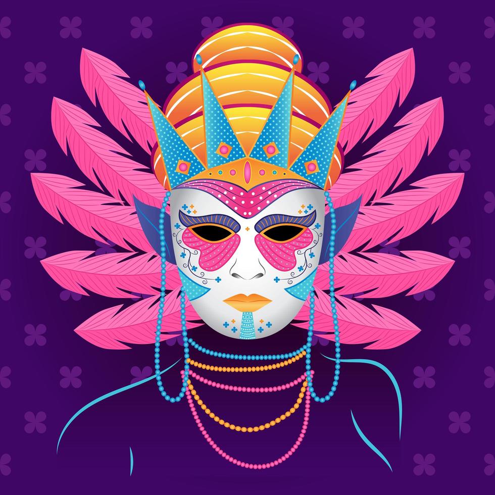 Mask and Beads Mardigras Festival vector