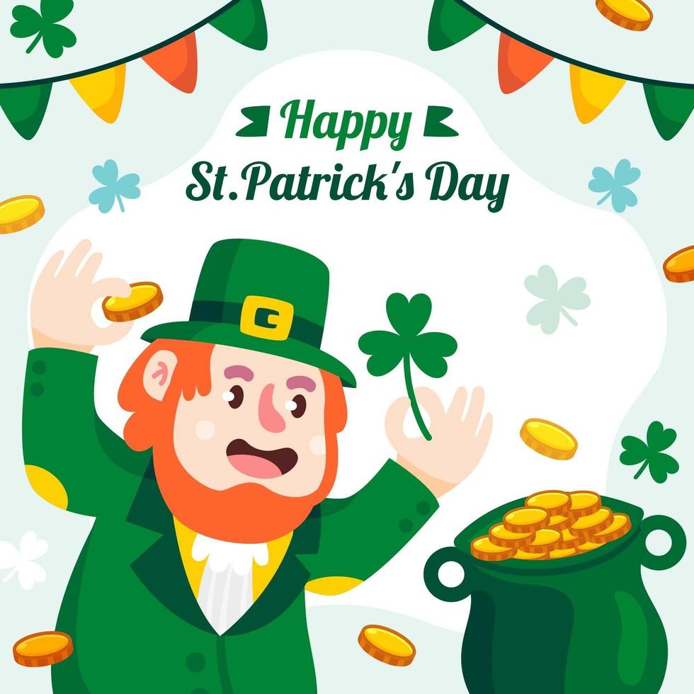 St. patrick's day with leprechaun cartoon vector