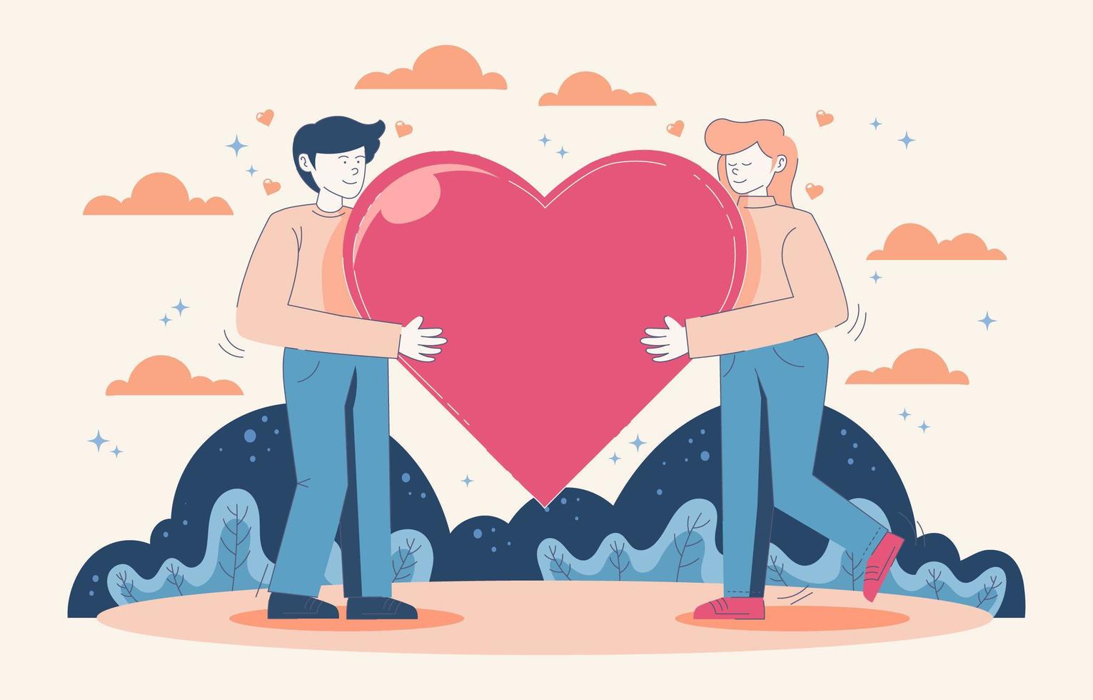 A Couple Hug Heart vector