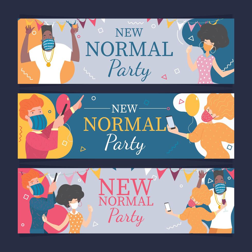 Flat Banner Concept for New Normal Party vector