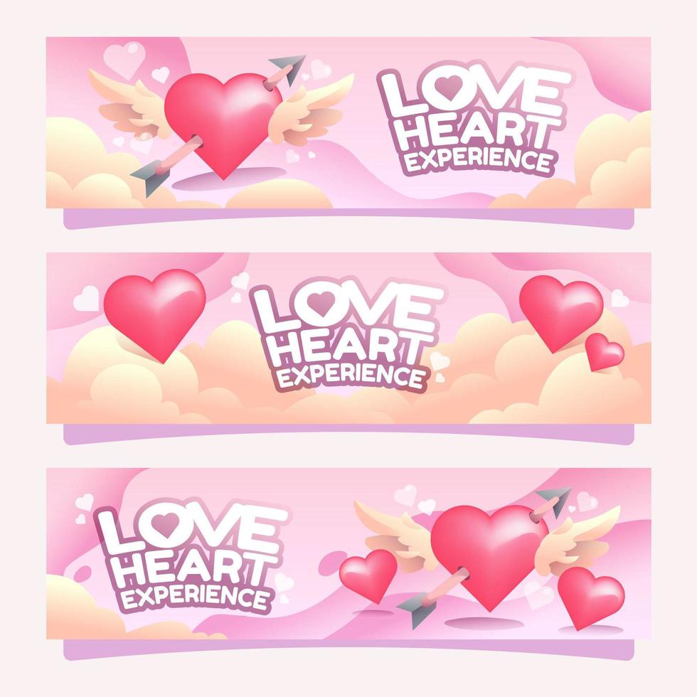 amor corazón experiencia san valentín banner vector