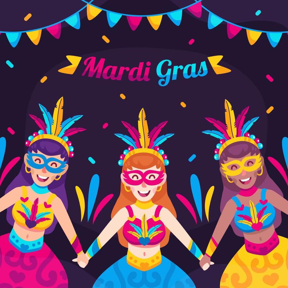 carnaval de bailarina de mardi gras vector