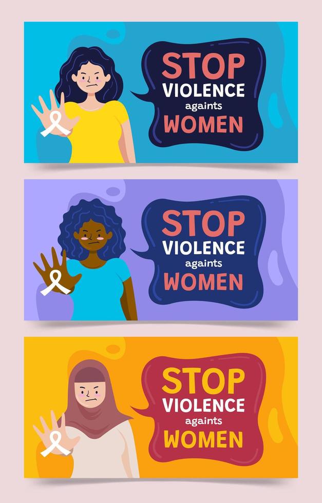 Banners of Stop Violence Against Women vector