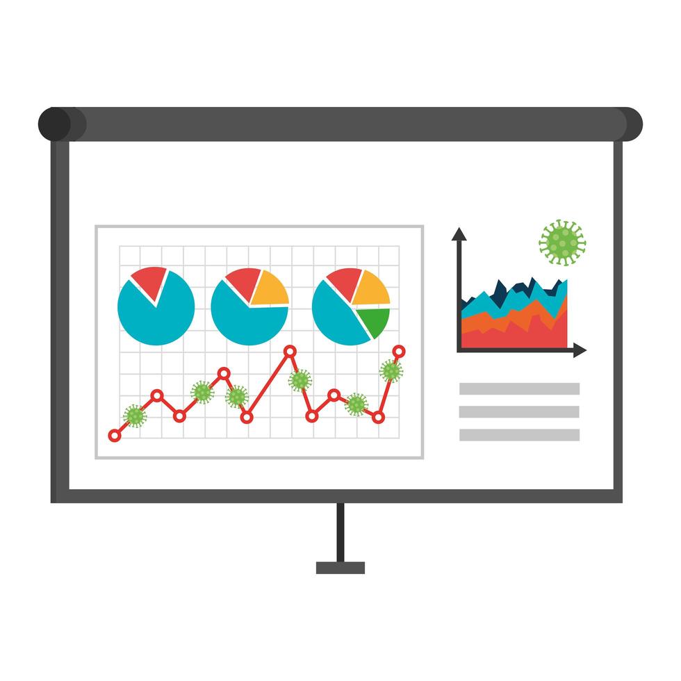 infographic of stock market variation by covid 19 with paper board vector