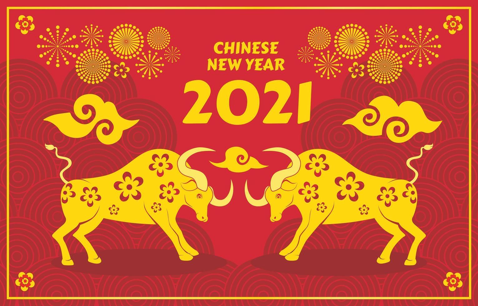 Golden Ox Chinese New Year 2021 vector