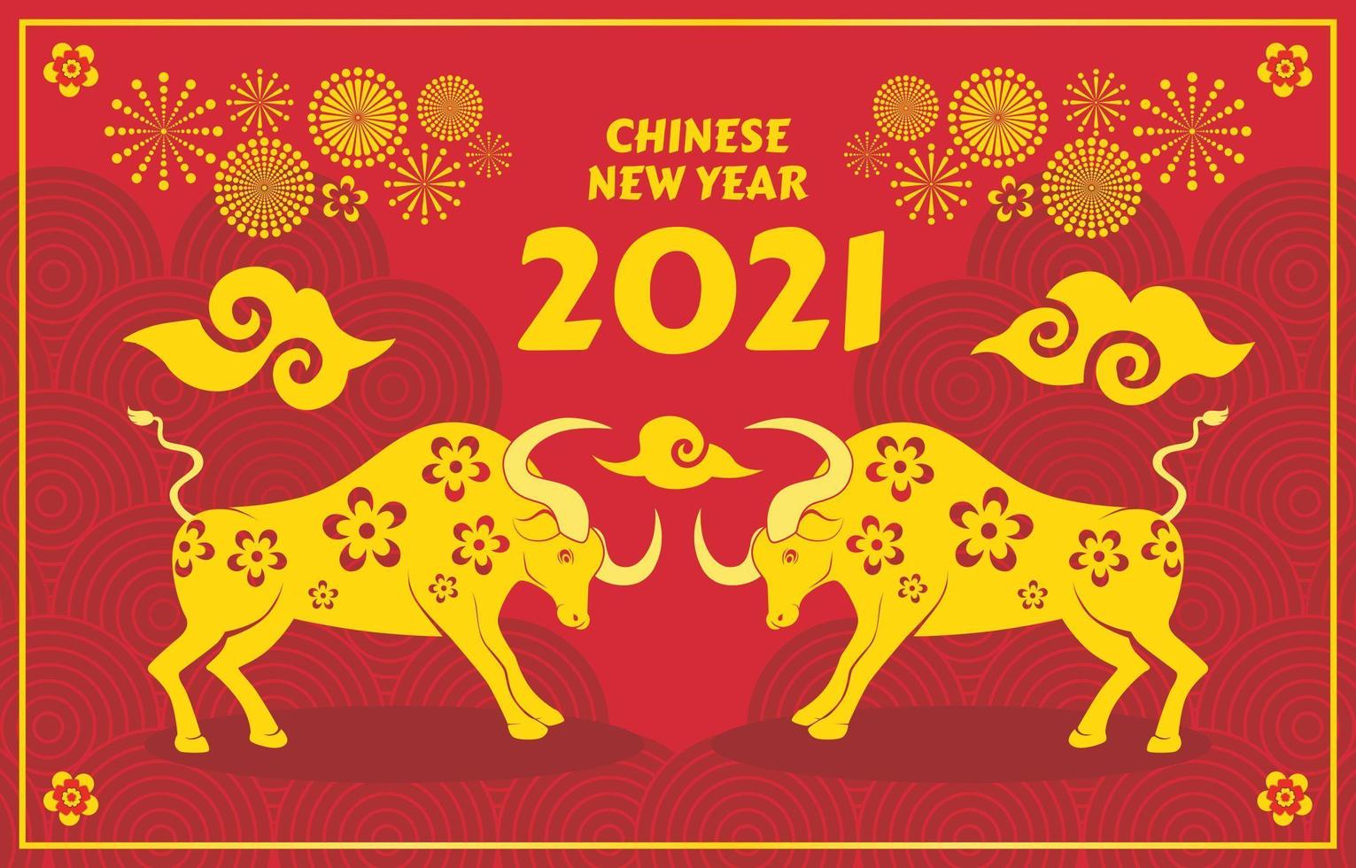 Golden Ox Chinese New Year 2021 vector