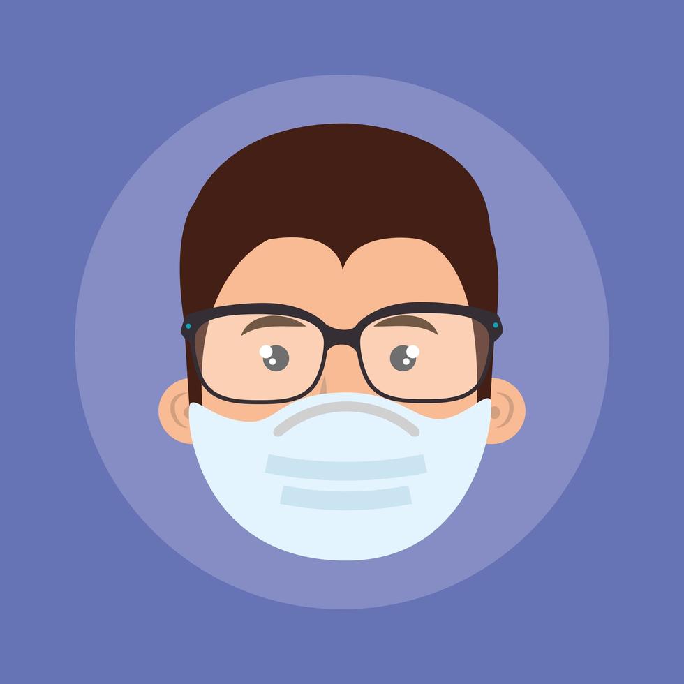 face of man using face mask isolated icon vector