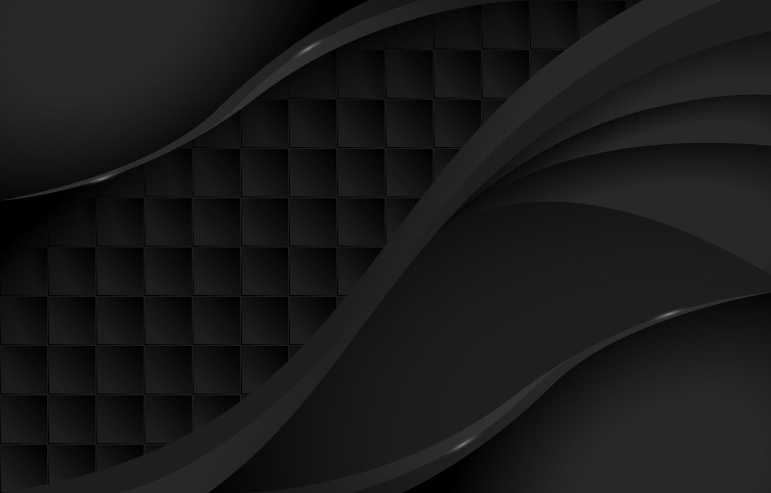 Gradient Black Waves and Square Tiles Pattern vector