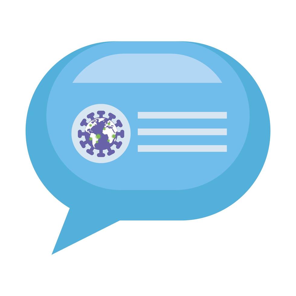 world planet with particles covid 19 in speech bubble vector