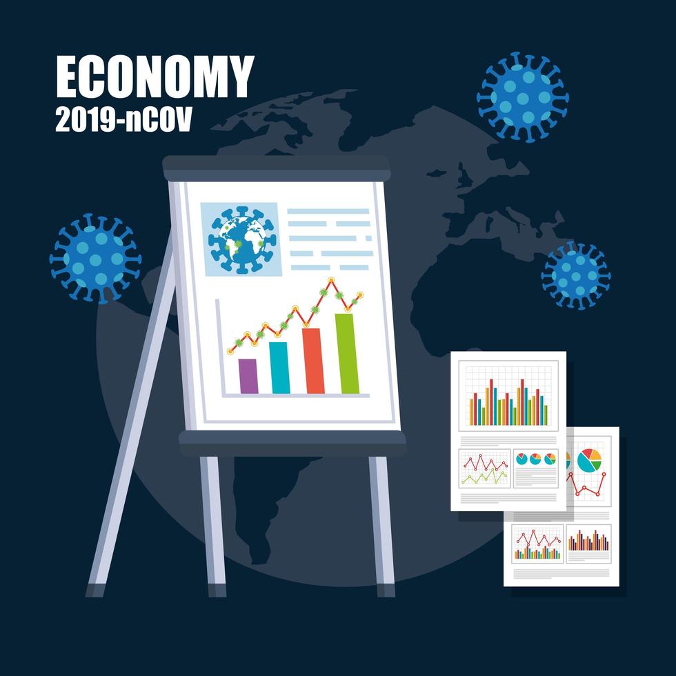 impacto económico para 2019 ncov con informe de infografías vector