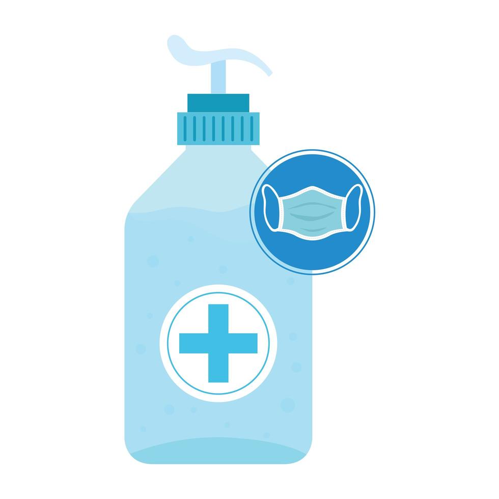 face mask accessory with antibacterial soap bottle vector