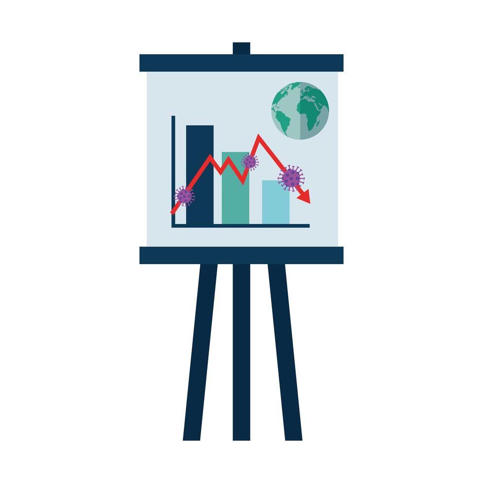 infografía de variación del mercado de valores por covid 19 con cartón vector