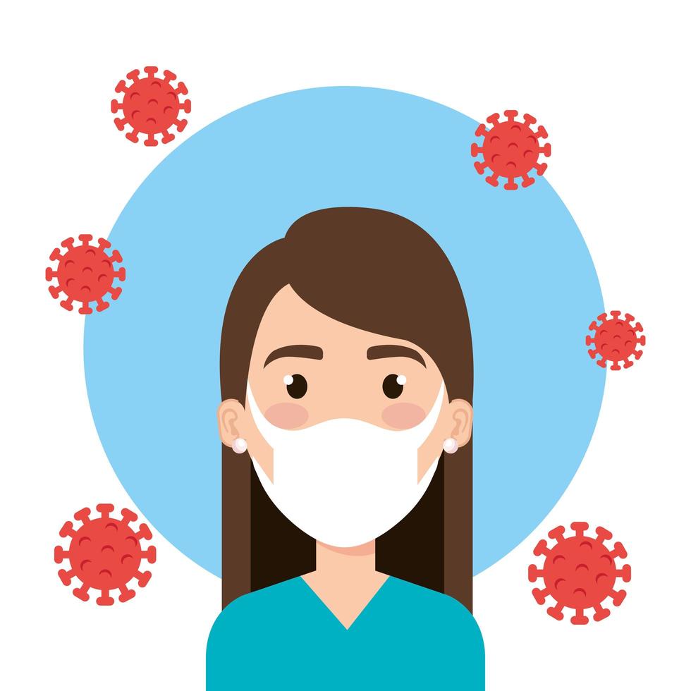 woman using face mask for covid19 pandemic vector