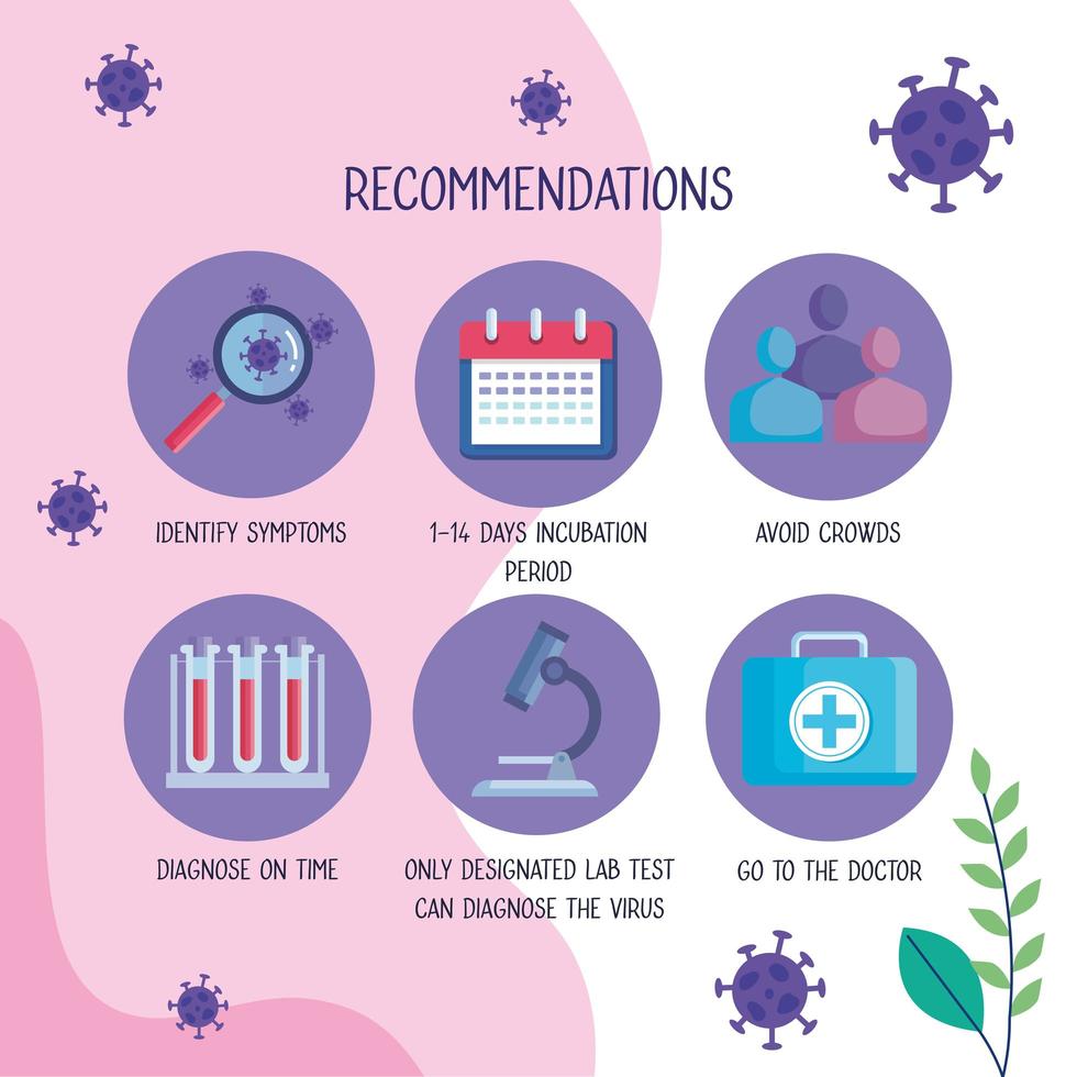 covid19 pandemic infographic with recomendations vector