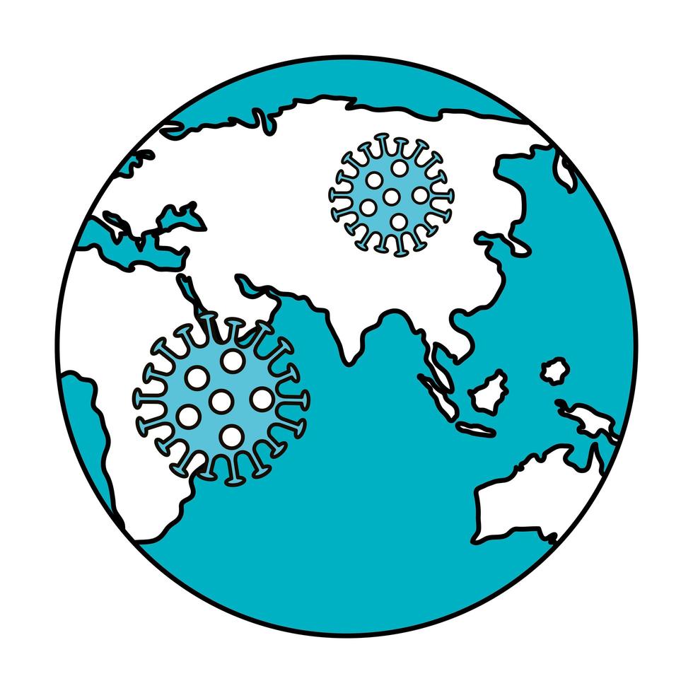 planet earth with covid19 particles vector