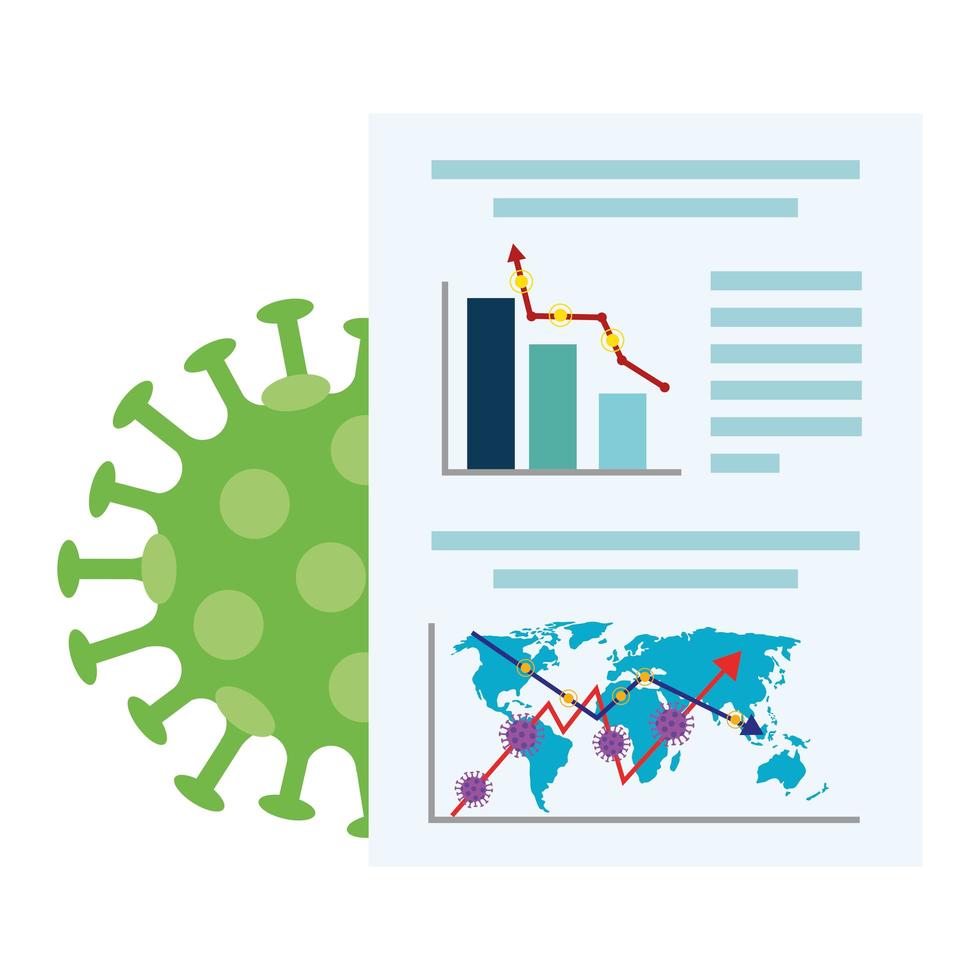 document with stock market variation by covid 19 report vector