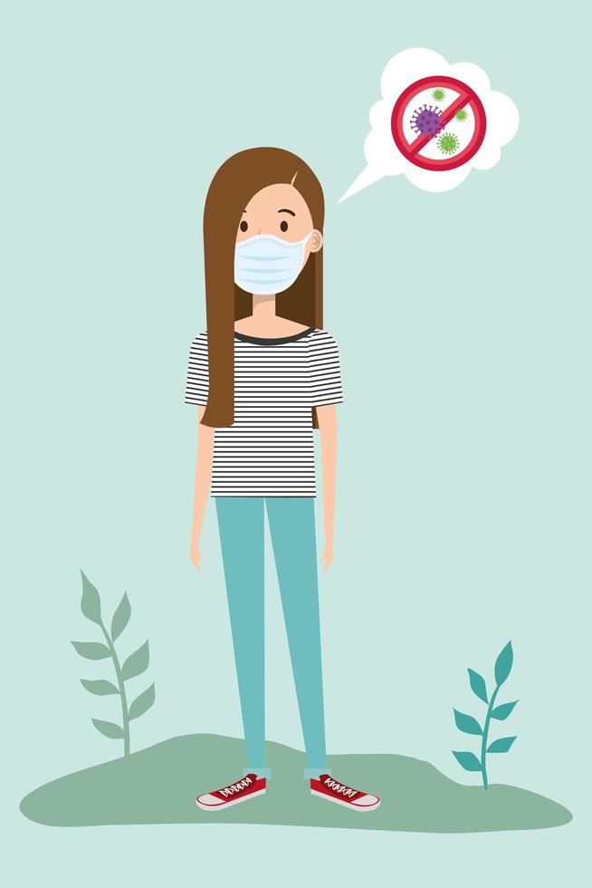 woman using face mask for covid19 pandemic vector