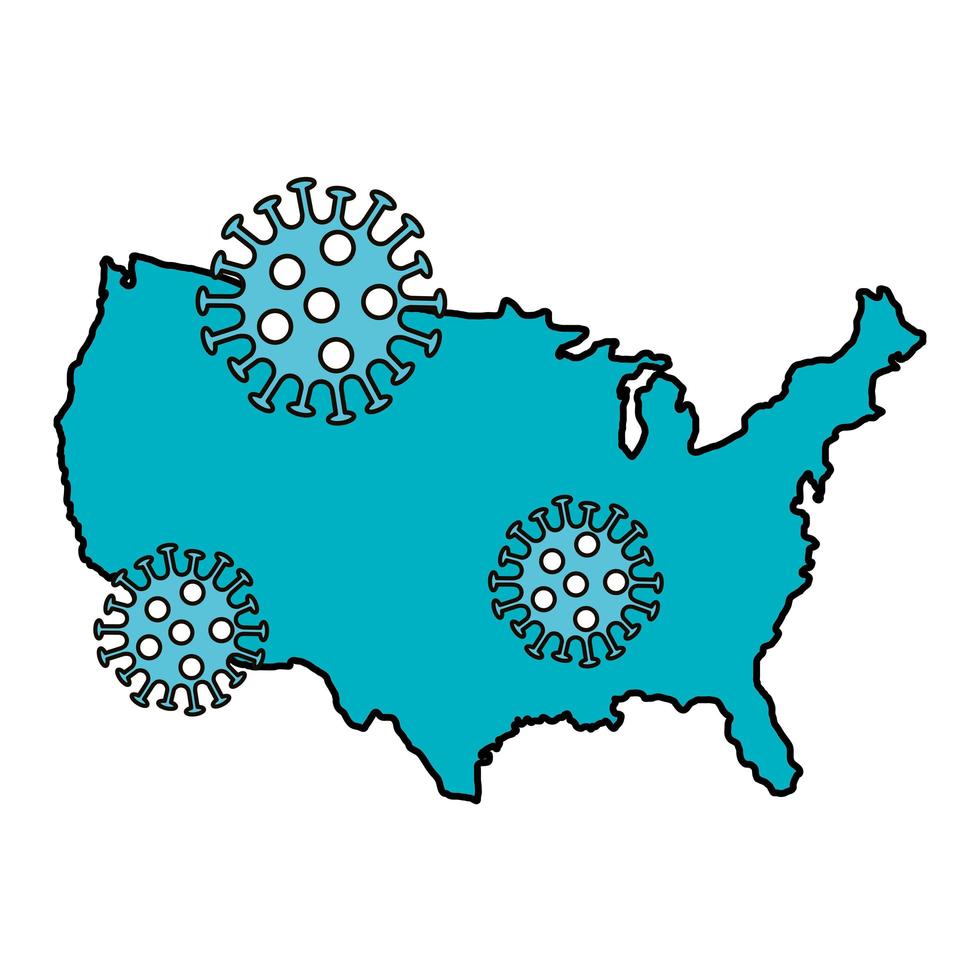 usa map with covid19 particles vector