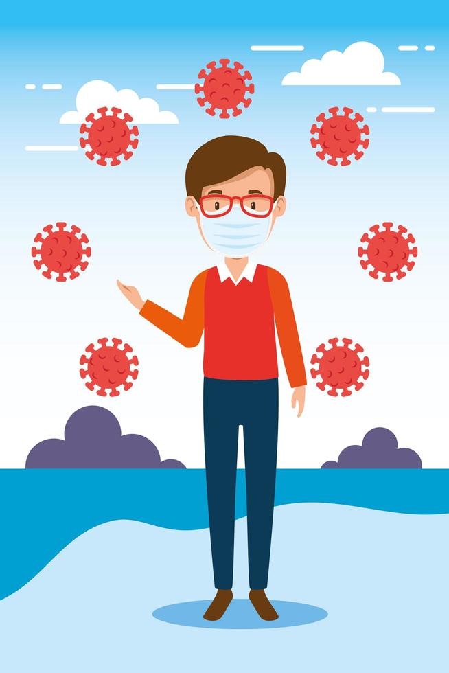 man using facer mask for covid19 pandemic vector