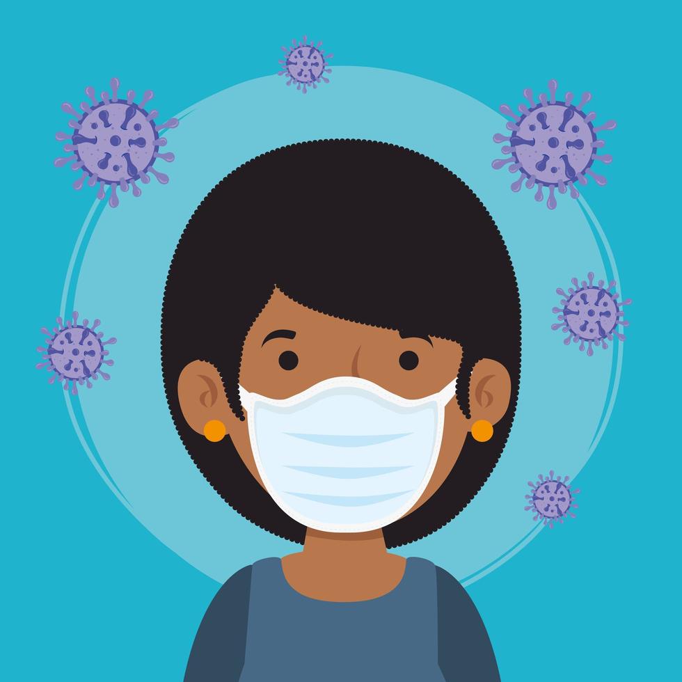 woman using face mask for covid19 pandemic vector