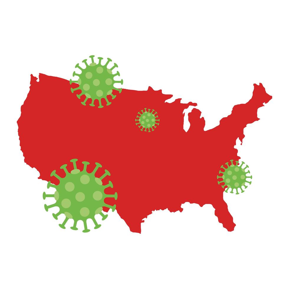 usa map with covid19 particles vector