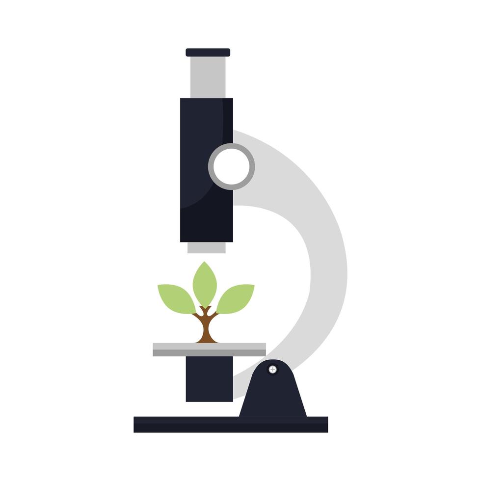 laboratorio de microscopio con planta de árbol vector