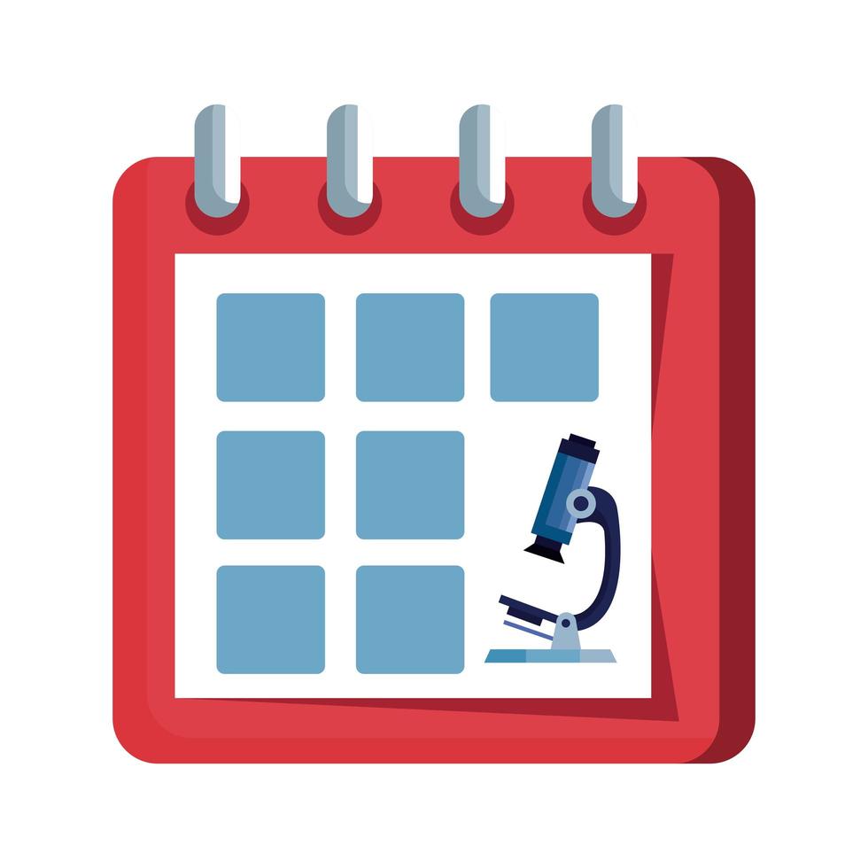 calendar reminder with microscope isolated icon vector