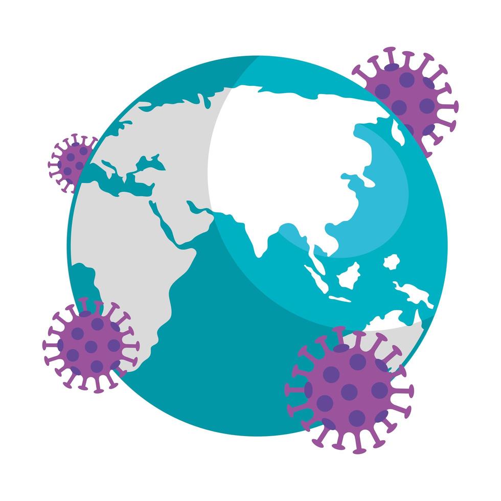 planeta tierra con partículas covid19. vector