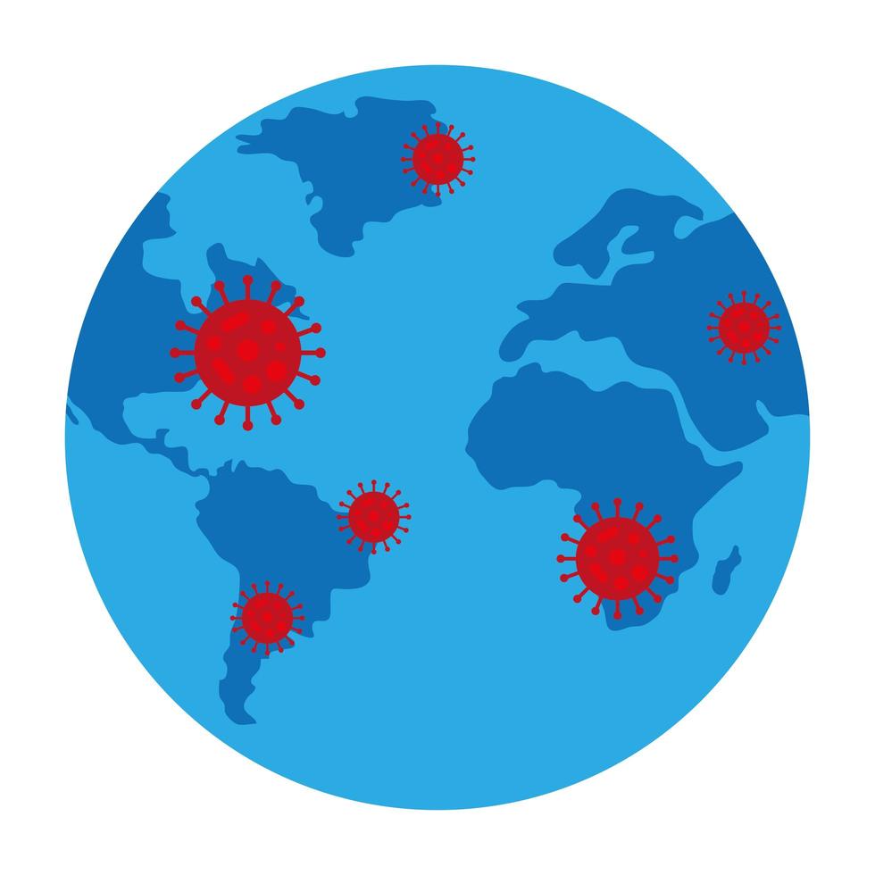 planeta tierra con partículas covid19. vector