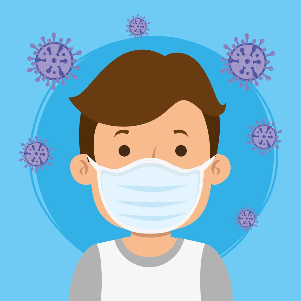 man using facer mask for covid19 pandemic vector