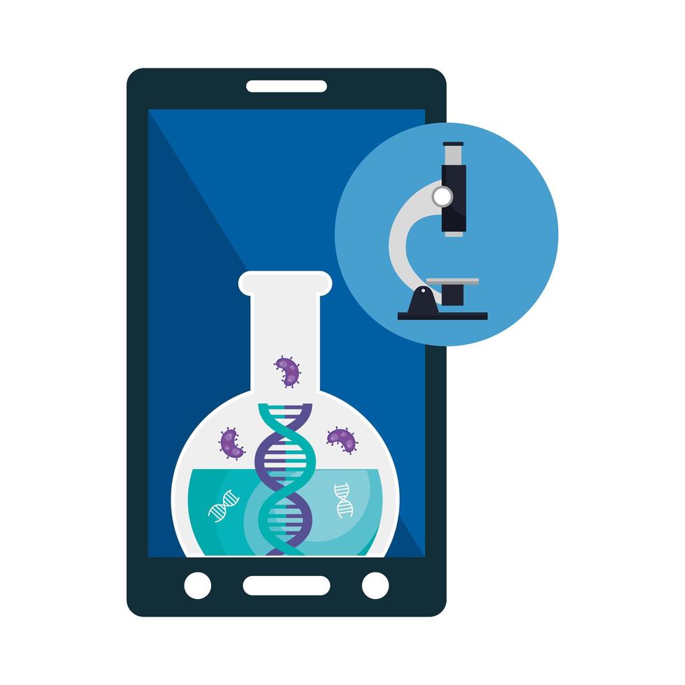 smartphone with medicine online by test of covid 19 vector