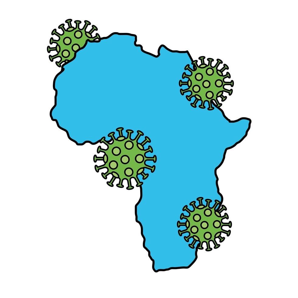 africa continent with covid19 particles vector