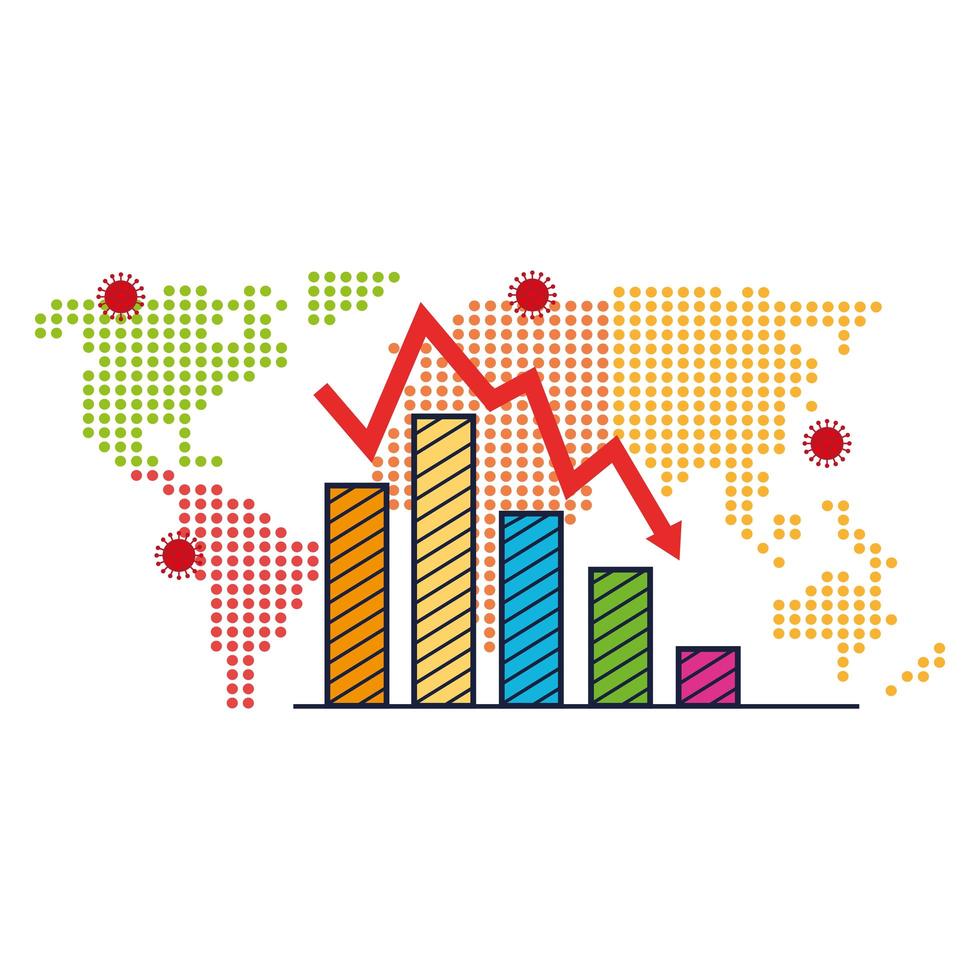 earth map for covid19 with statistics bars vector