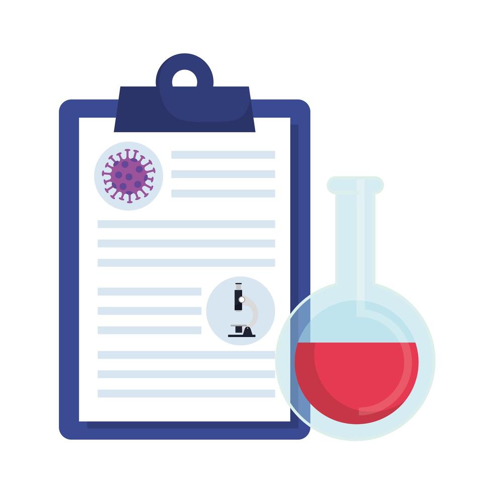 tube test with document and particle covid 19 vector
