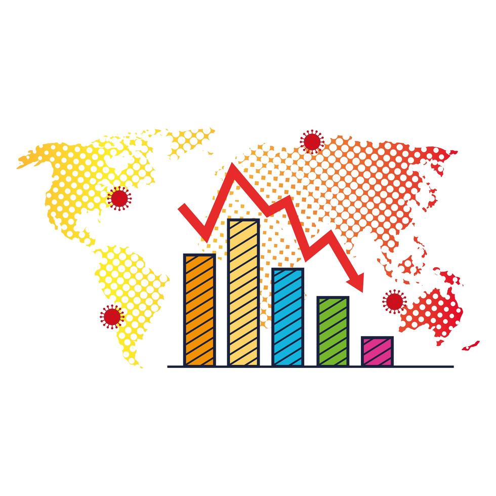 earth map for covid19 with statistics bars vector