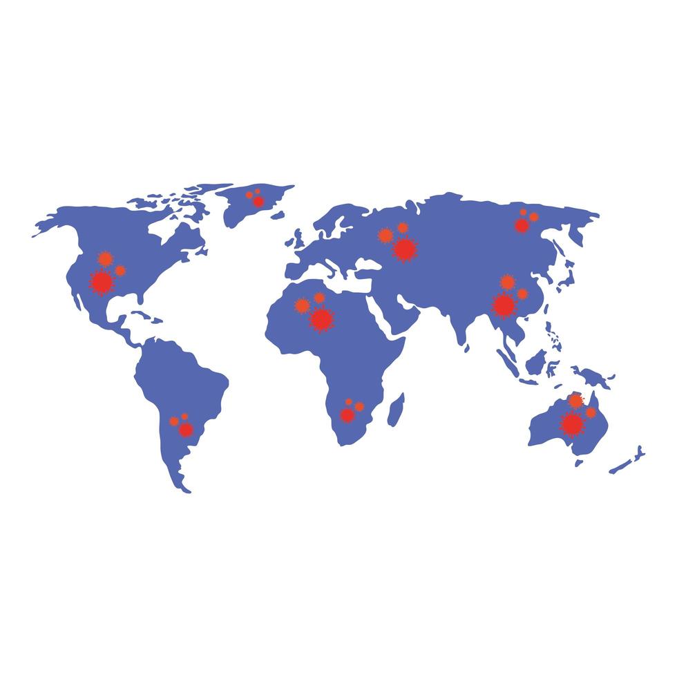 earth map with covid19 particles vector